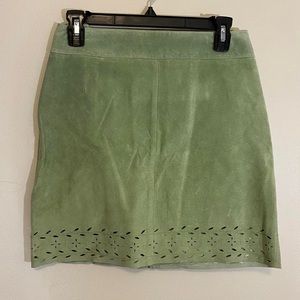 Green leather skirt